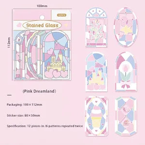Miss Time Stained Glass Stickers Pink