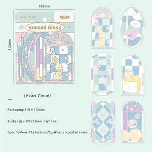 Miss Time Stained Glass Stickers Green