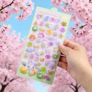 Bonbon Drop Puffy Sticker Sheet Flower Cat
