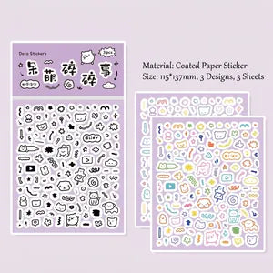 Kawaii Milk Bubbles Black & White Colour Stickers (Copy)