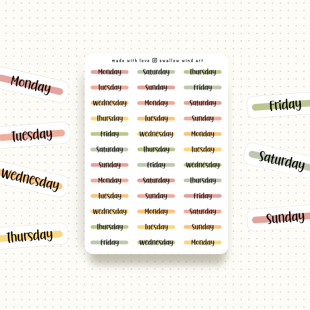 Bloom Day Of The Week Sticker Sheet - Paper Mochi