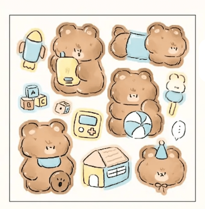 Cheeky Bear Sticker Sheet - Paper Mochi