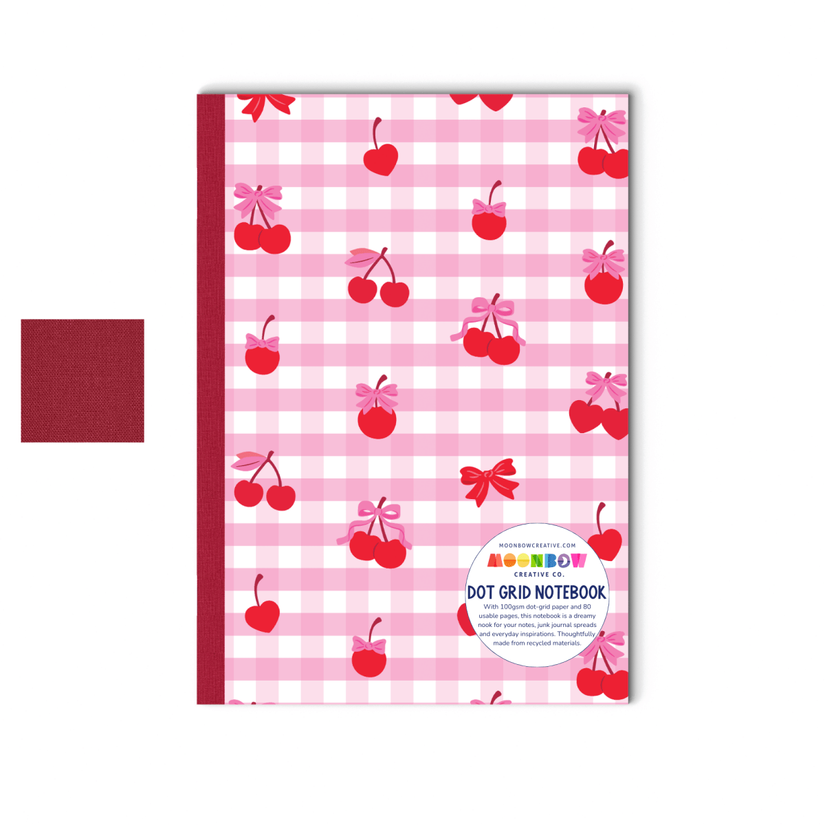 Dot Grid Notebook Cherry Gingham - Paper Mochi