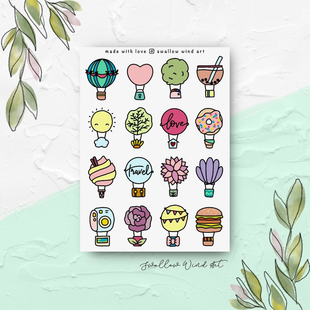 Hot Air Balloons Travel Sticker Sheet - Paper Mochi