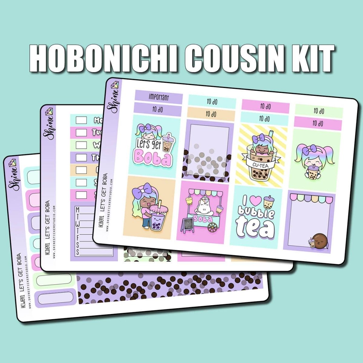 Let's Get Boba Hobonichi Cousin Sticker Kit - Paper Mochi