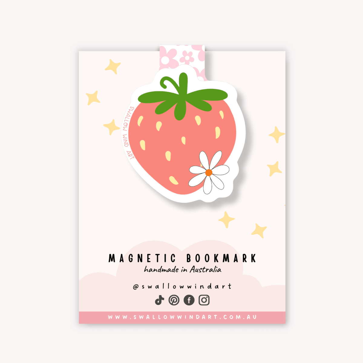 Magnetic Bookmark - Strawberry Flower - Paper Mochi