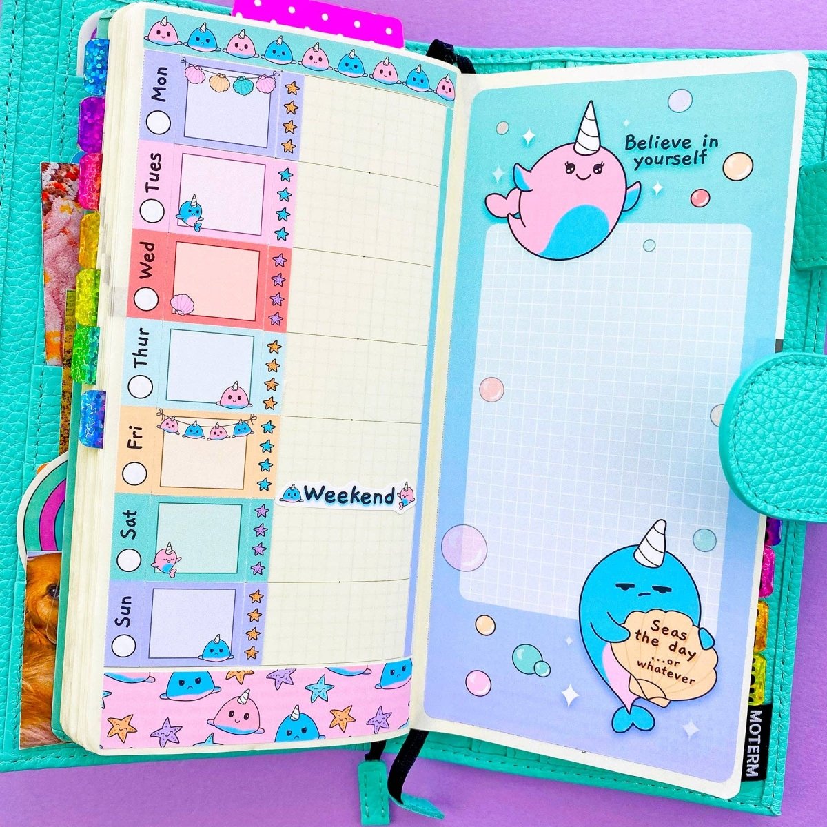 Nifty Narwhal Hobonichi Weeks Sticker Kit - Paper Mochi