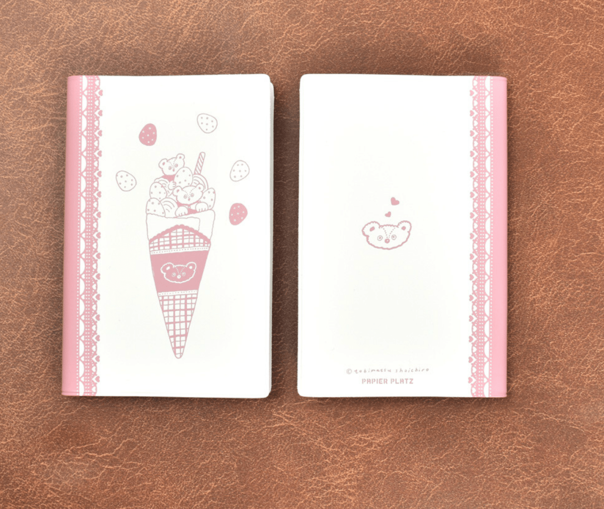Papier Platz Pink Swan Ice Cream Pocket Grid Notebook - Paper Mochi