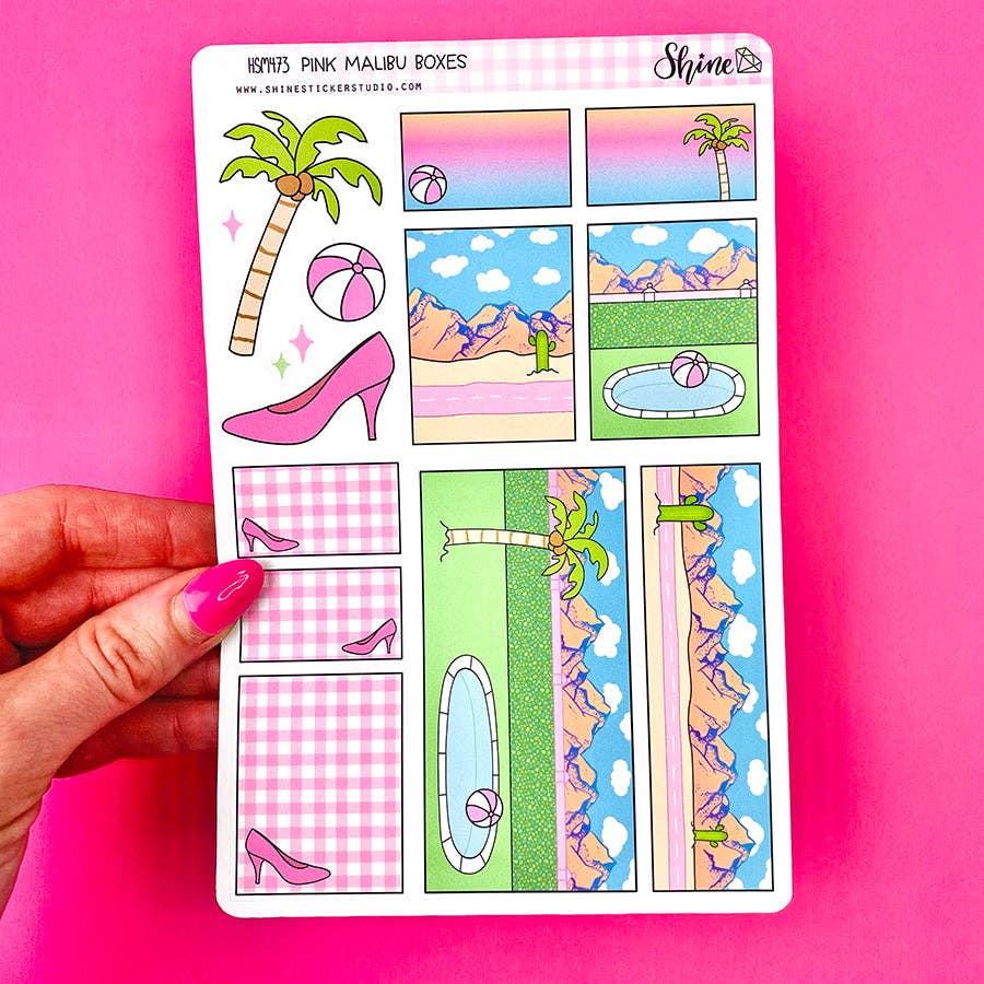 Pink Malibu Box Stickers - Paper Mochi
