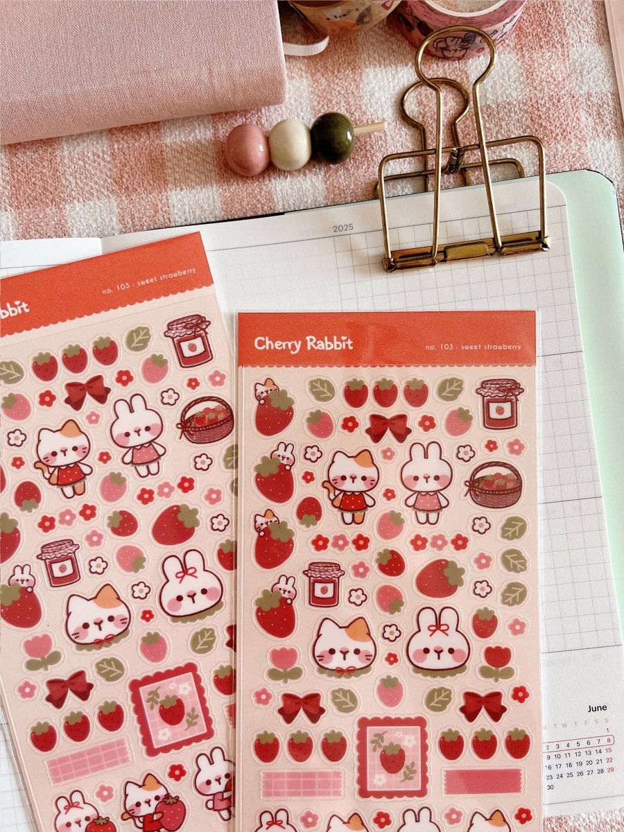 Sweet Strawberry Sticker Sheet - Paper Mochi