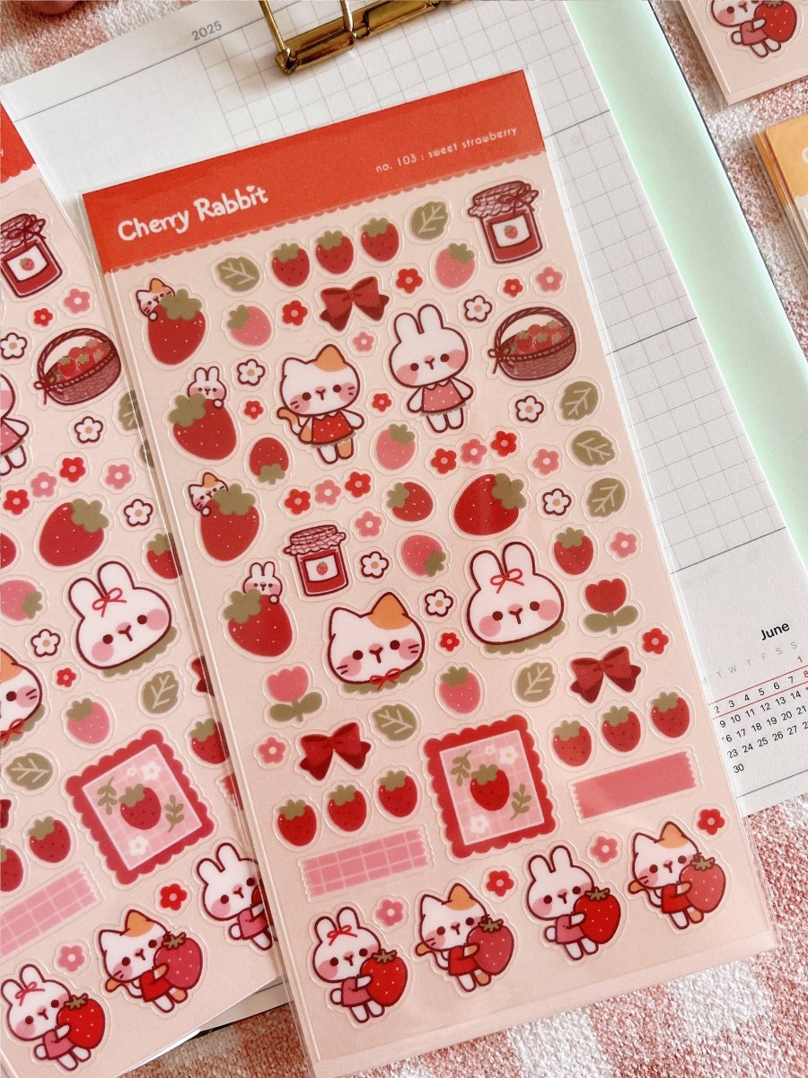 Sweet Strawberry Sticker Sheet - Paper Mochi