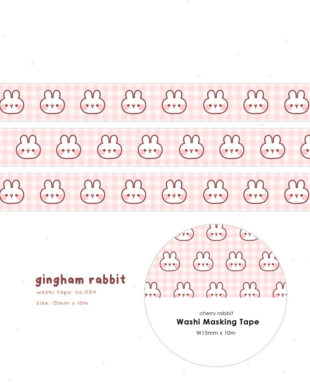 Pink Gingham Rabbit Washi Tape
