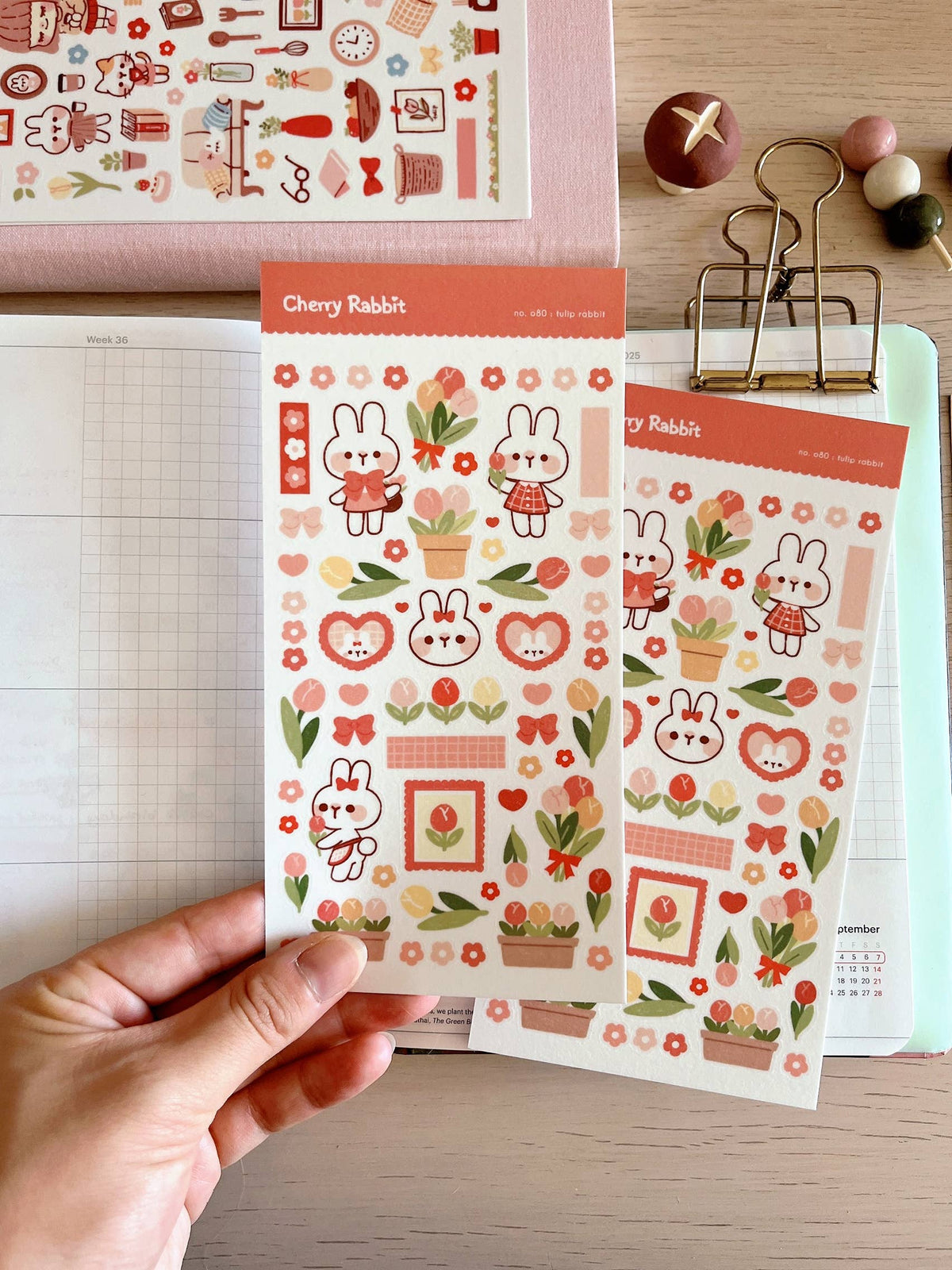 Tulip Rabbit Sticker Sheet no.080