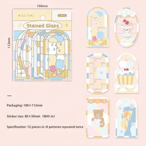 Miss Time Stained Glass Stickers Peach