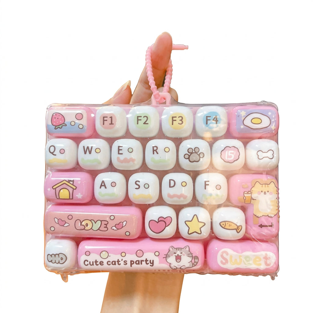 Fidget Keyboard Keychain Pink
