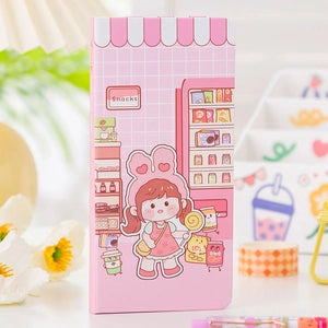 Kawaii Grid Notebook - Pink Cafe