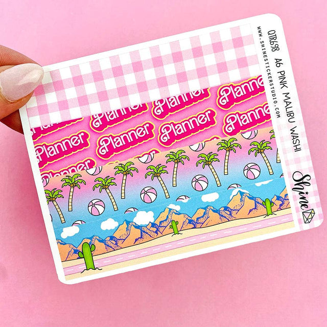 A6 Pink Malibu Washi Strip Stickers - Paper Mochi