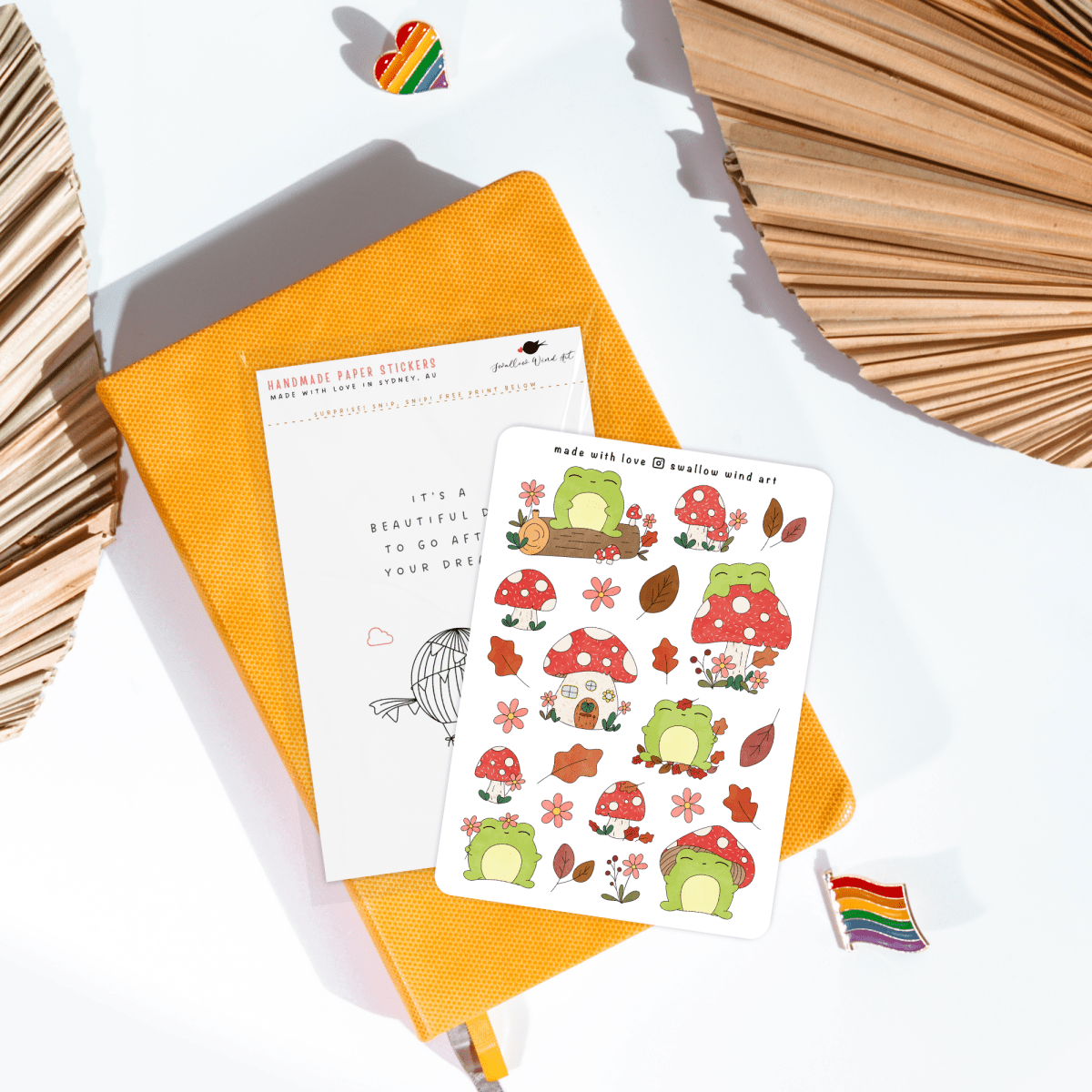 Autumn Leaves Mushroom & Froggy Sticker Sheet - Paper Mochi