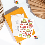 Autumn Leaves Mushroom & Froggy Sticker Sheet - Paper Mochi