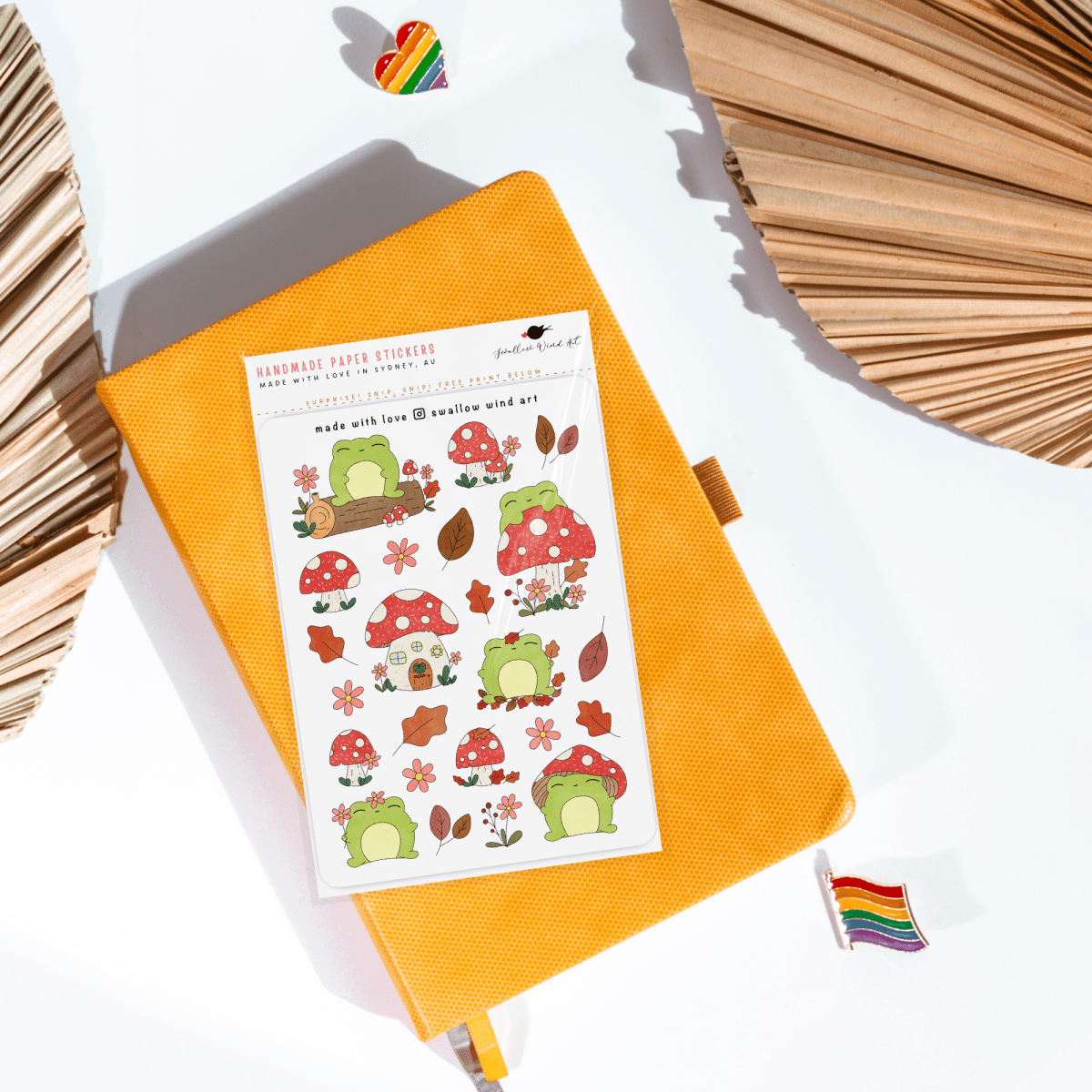 Autumn Leaves Mushroom & Froggy Sticker Sheet - Paper Mochi
