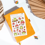 Autumn Leaves Mushroom & Froggy Sticker Sheet - Paper Mochi