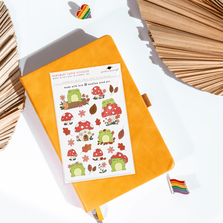 Autumn Leaves Mushroom & Froggy Sticker Sheet - Paper Mochi