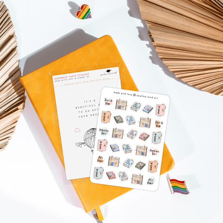 Books & Flowers Aesthetic Sticker Sheet - Paper Mochi