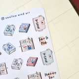 Books & Flowers Aesthetic Sticker Sheet - Paper Mochi