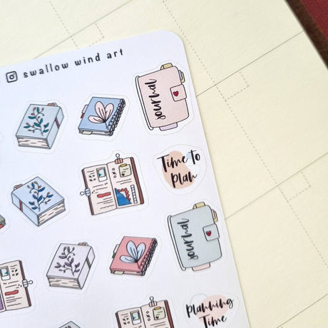 Books & Flowers Aesthetic Sticker Sheet - Paper Mochi