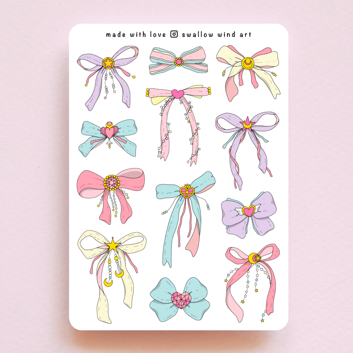 Coquette Ribbon Bows Sticker Sheet - Paper Mochi