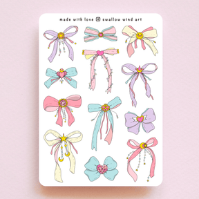 Coquette Ribbon Bows Sticker Sheet - Paper Mochi