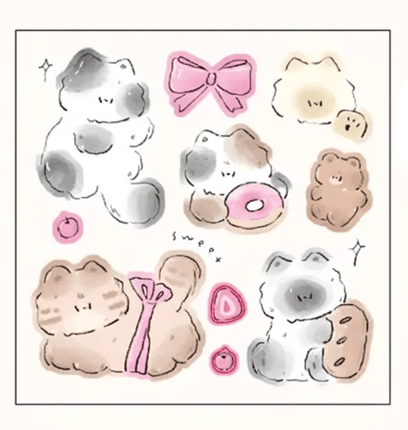 Cute Cats Dessert Sticker Sheet - Paper Mochi