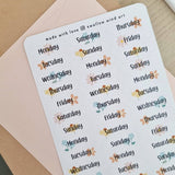 Days of the Week Floral Stickers - Paper Mochi