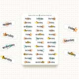 Days of the Week Floral Stickers - Paper Mochi