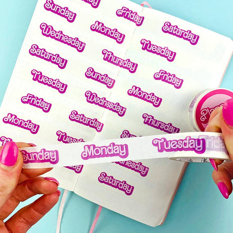 Days of the Week Retro Pink Washi Tape - Paper Mochi