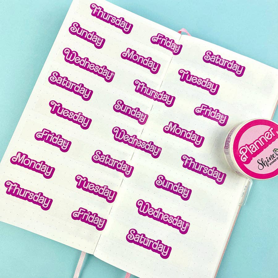 Days of the Week Retro Pink Washi Tape - Paper Mochi