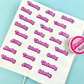 Days of the Week Retro Pink Washi Tape - Paper Mochi