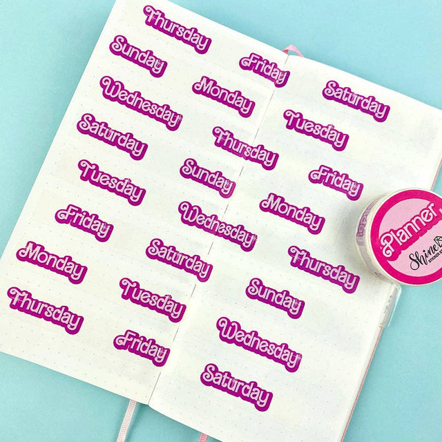 Days of the Week Retro Pink Washi Tape - Paper Mochi
