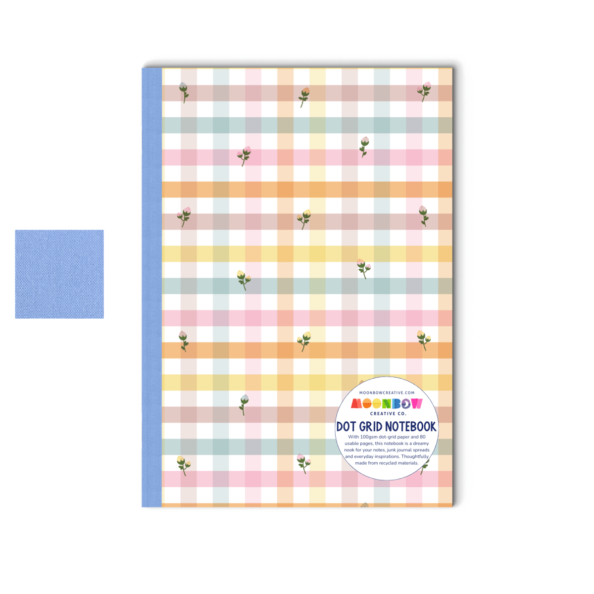 Dot Grid Notebook Dainty Flower Gingham - Paper Mochi