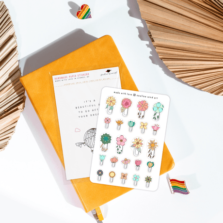 Flower Paperclip Journal Sticker Sheet - Paper Mochi