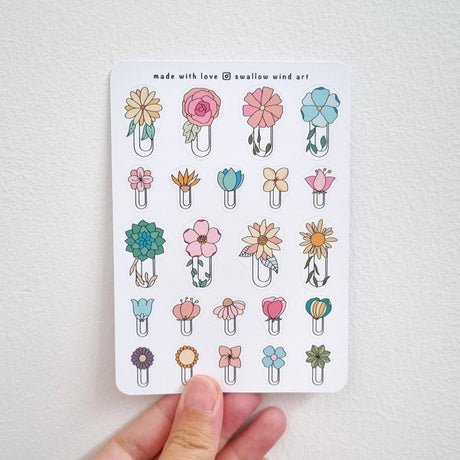 Flower Paperclip Journal Sticker Sheet - Paper Mochi
