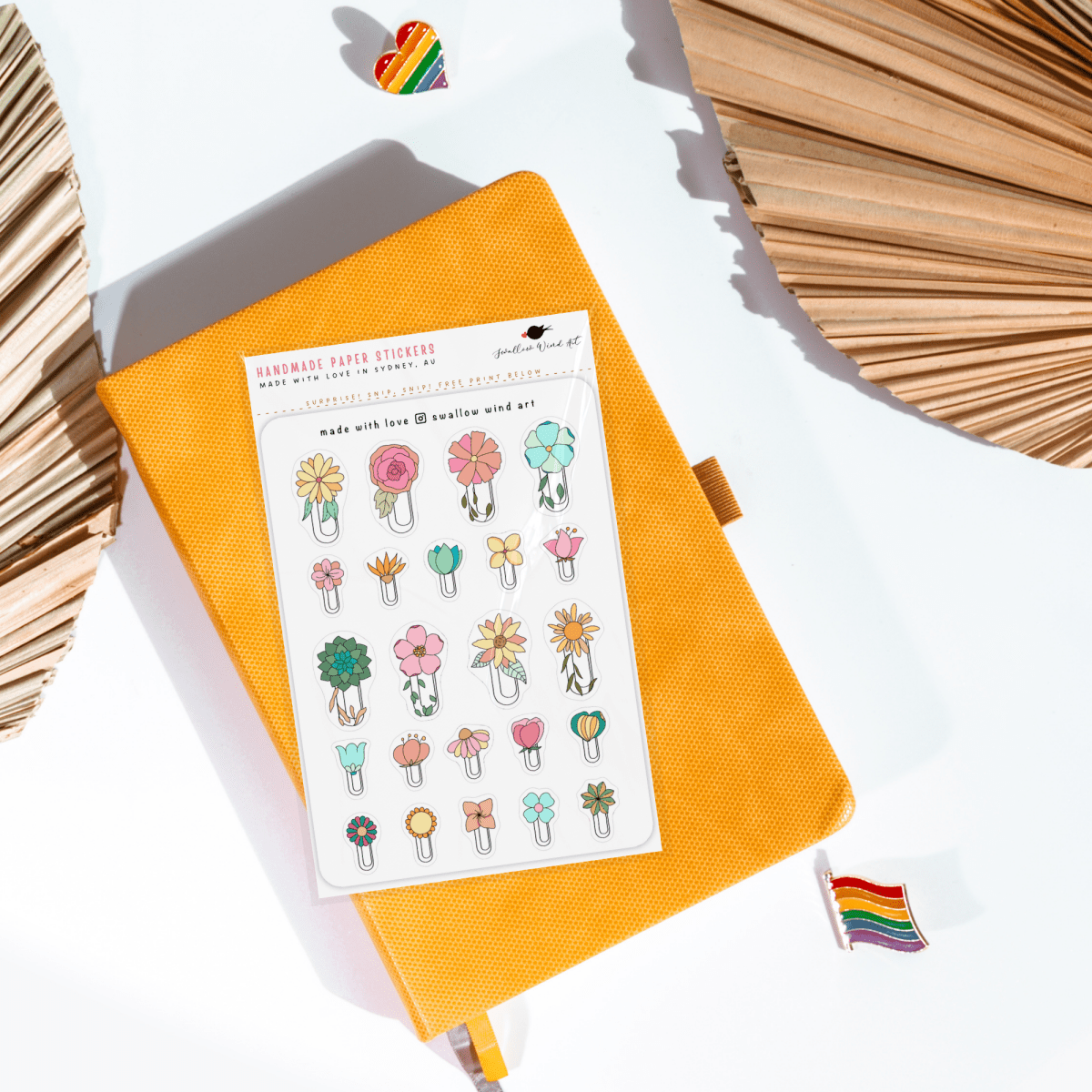 Flower Paperclip Journal Sticker Sheet - Paper Mochi