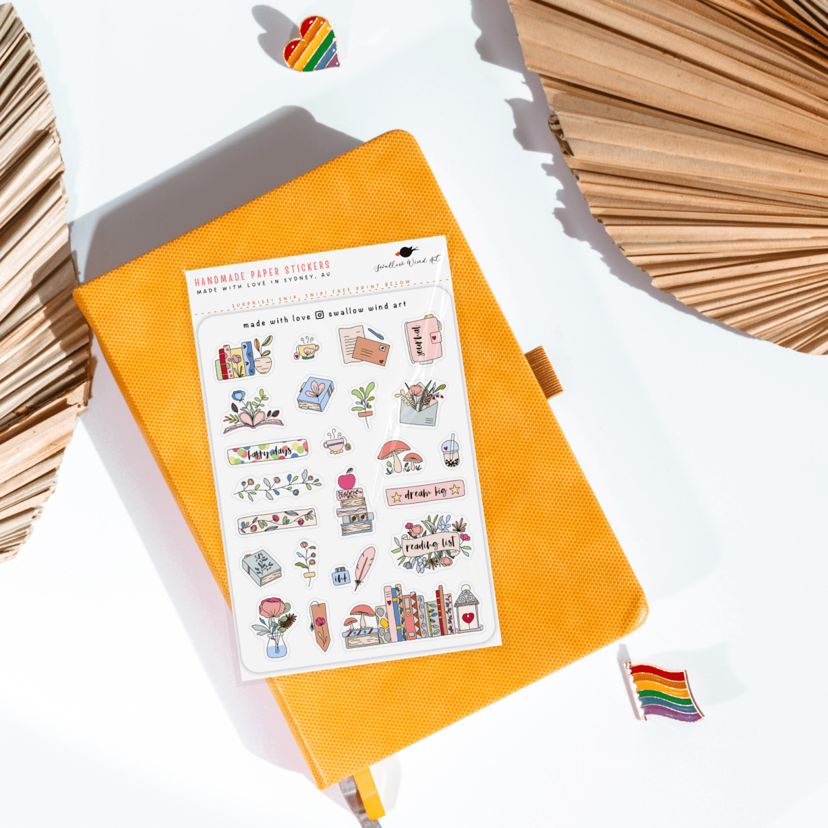 Flowers & Books Bullet Sticker Sheet - Paper Mochi