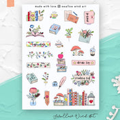Flowers & Books Bullet Sticker Sheet - Paper Mochi