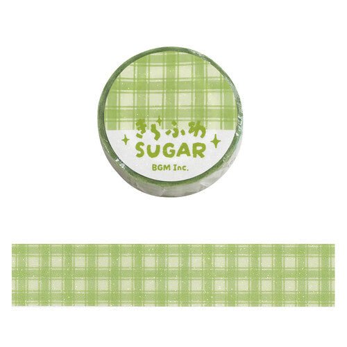Green Tea Check Glittery Washi Tape - Paper Mochi