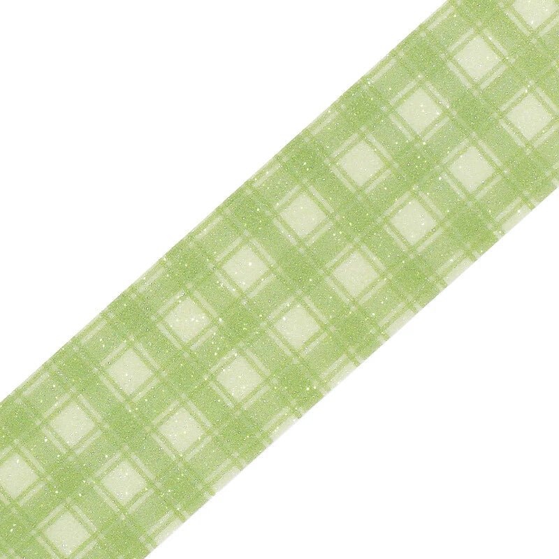 Green Tea Check Glittery Washi Tape - Paper Mochi