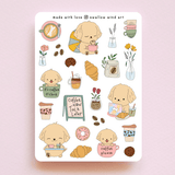 Groodle at a Cafe Sticker Sheet - Paper Mochi