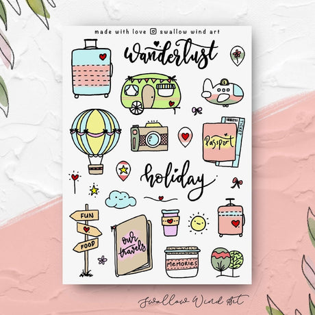 Holiday Wanderlust Travel Sticker Sheet - Paper Mochi