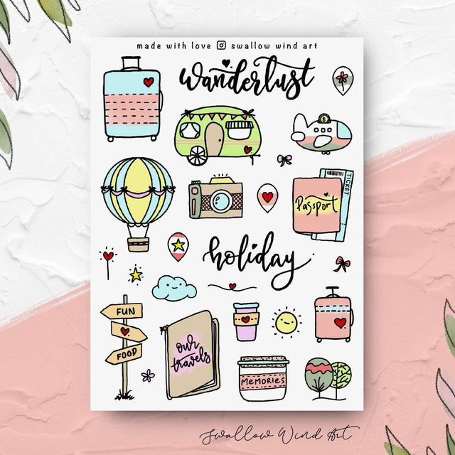 Holiday Wanderlust Travel Sticker Sheet - Paper Mochi