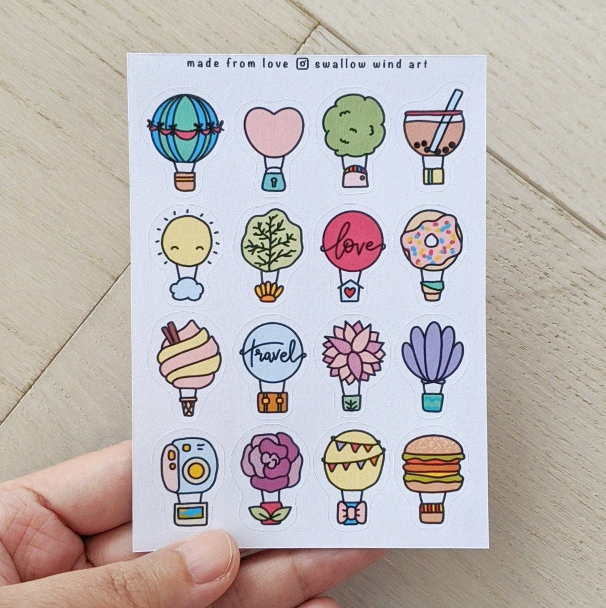 Hot Air Balloons Travel Sticker Sheet - Paper Mochi